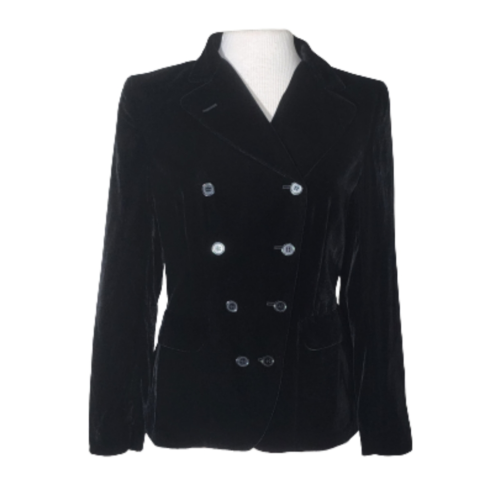 Hunt Club Velvet Pea Coat Black Size 4